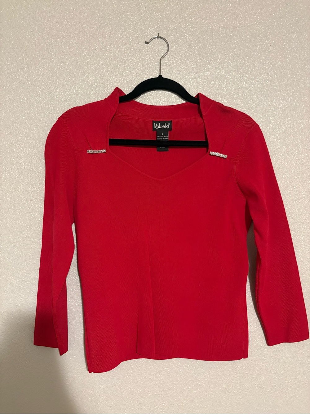 Rafaella Red Long-Sleeve RibbedTop